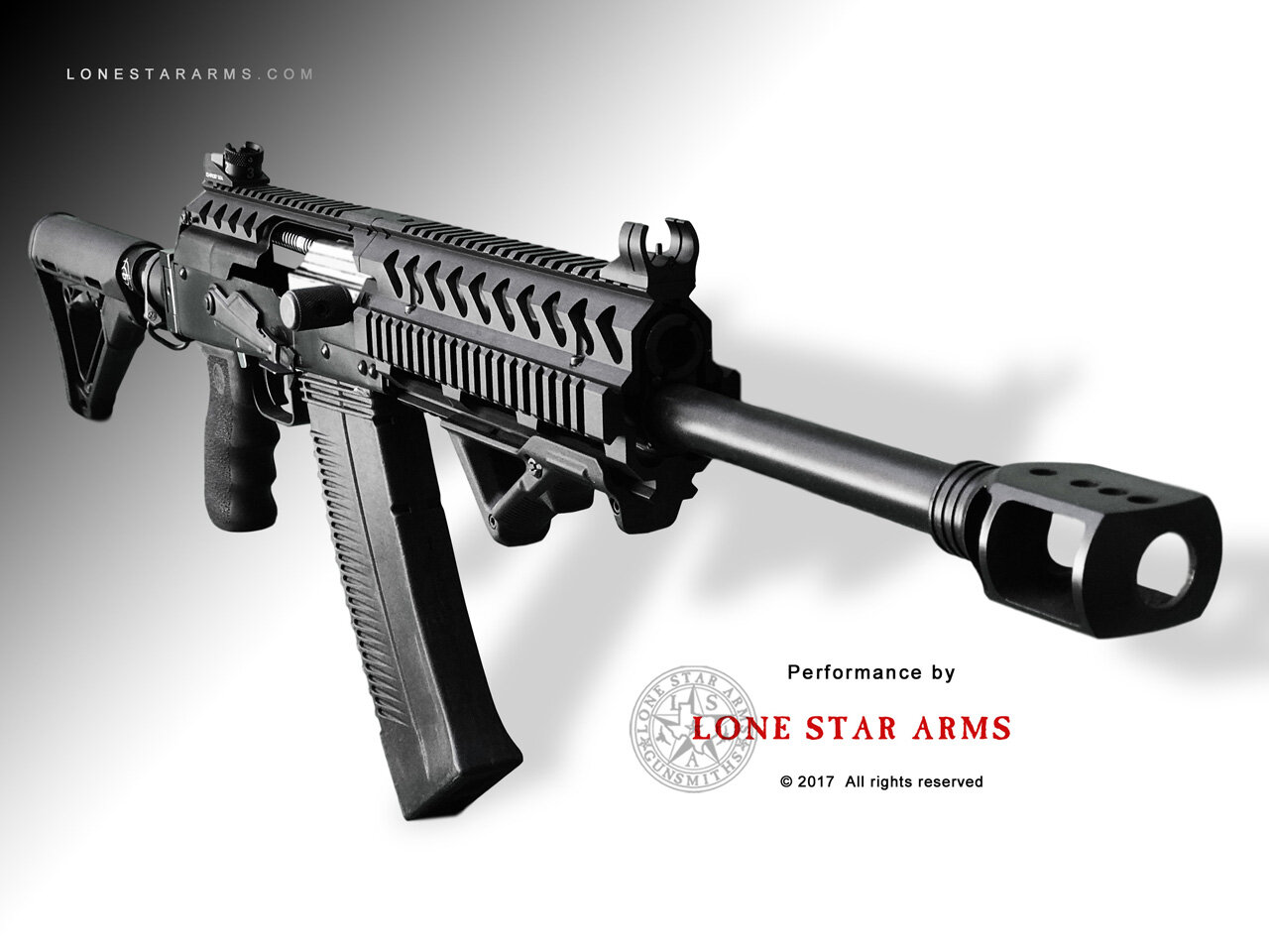 Lone Star Arms KS-12 Quad Custom build, right three-quarter